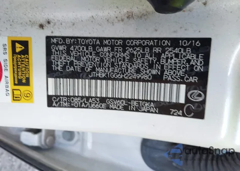 2017 Lexus Es 350 z USA, uszkodzony, nr VIN JTHBK1GG6H2249980